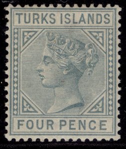 TURKS & CAICOS ISLANDS QV SG57, 4d grey, M MINT. Cat £42.