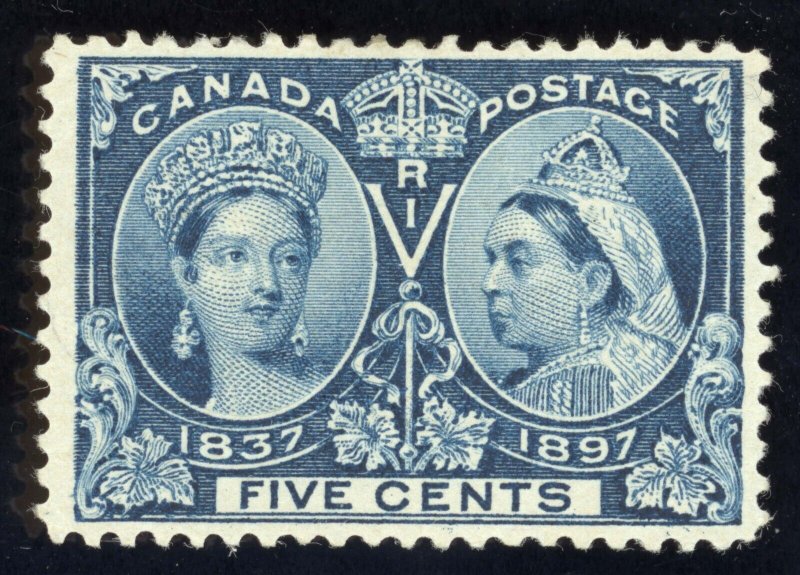 Canada Scott 54 Mint HR OG 1897  5c Deep Blue Lot Y012 bhmstamps