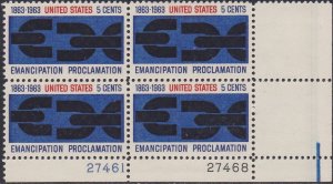 1233 Emancipation Proclamation Plate Block MNH