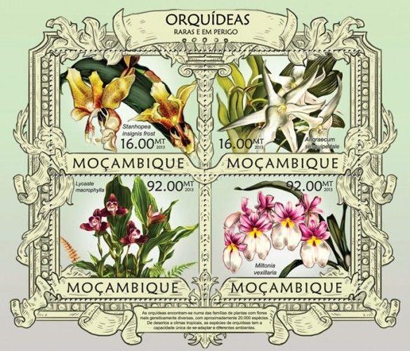 Orchids Orchideen Flowers Blumen Flora Mozambique MNH stamp set