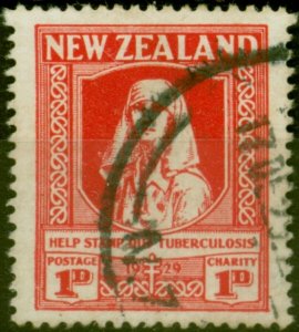 New Zealand 1929 1d & 1d Scarlet SG544 Fine Used