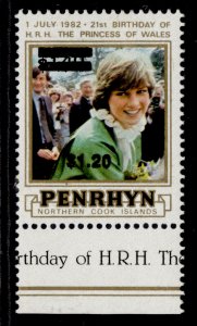 COOK ISLANDS - Penrhyn Island QEII SG318, 1983 $1.20 on $1.40, M MINT. 