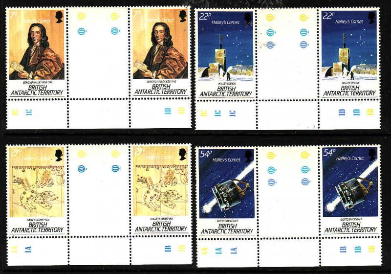 British Antarctic Territory-Sc #129-32-set-Halley's comet-gu