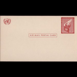 UN-NEW YORK 1957 - Pre-stamped card-Globe 4c