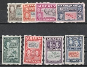 Liberia   332-37 + C68-69     (N**)   1952