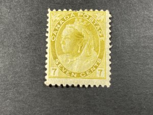 CANADA # 81--MINT/HINGED**(SHORT PERF-TOP CENTER)**--SINGLE--OL-YELLOW---1902