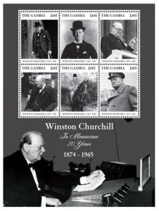 Gambia 2015 - Sir Winston Churchill - Sheet of 6 stamps - Scott #3640 - MNH