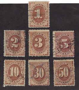 US Postage Due scott # J1-J7 complete set used F-VF