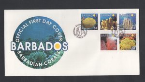 Barbados #1071a-e  (2004 Corals set) on unaddressed PO cachet FDC