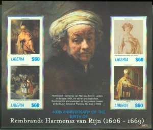 LIBERIA 400th BIRTH ANNIVERSARY OF REMBRANDT  SC#2409  IMPERF SHEET MINT NH