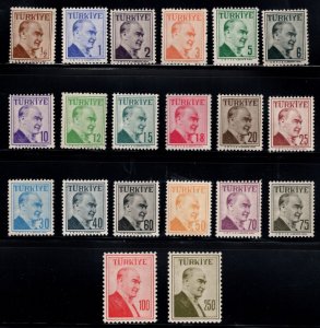 TURKEY Scott 1264-1283 MNH** 1957 complete set of 20 post office fresh.