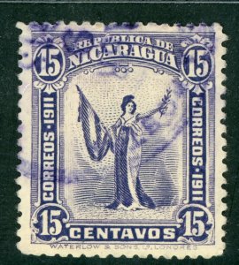 Nicaragua 1912 Liberty 15¢ Violet Sc 302 VFU Q414