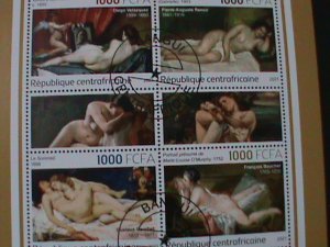 ​CENTRAL AFRICA-2021-FAMOUS NUDE ARTS PAINTINGS-BY FA,MOUS PAINTERS CTO SHEET VF