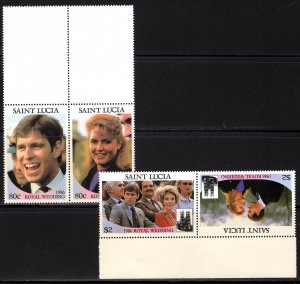 St.Lucia 1986 Sc#839/840 WEDDING PRINCE ANDREW & SARAH FERGUSON 2 Pairs MNH