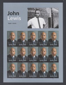 NDC JOHN LEWIS, BLACK HERITAGE #5801a MINT IMPERF PANE, NO DIE CUTS, VF