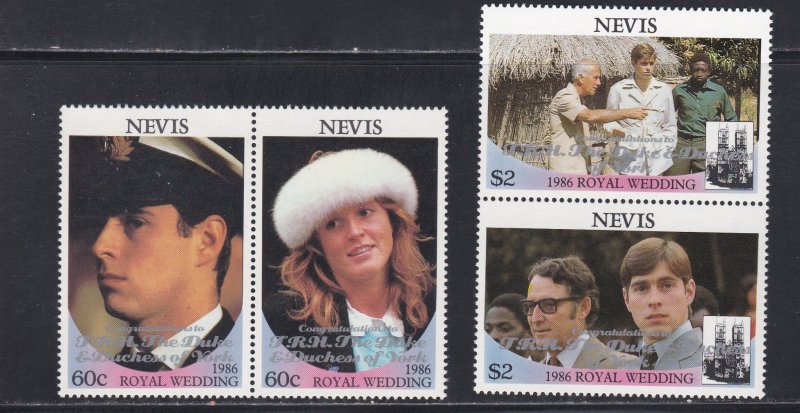 Nevis # 521-522, Prince Andrew Royal Wedding, Overprints, NH, 1/2 Cat.