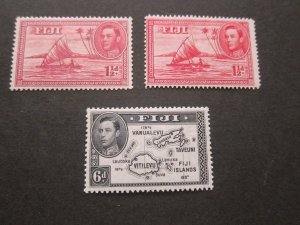 Fiji 1940 Sc 132,132b(perf.14),135 MH