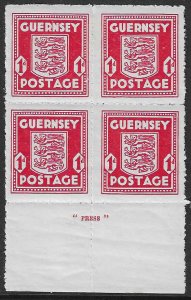 GREAT BRITAIN -  GUERNSEY 1942-43 1d scarlet Imprint blocks of - 40174