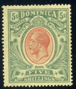 DOMINICA #54, 5sh green & scarlet, og, LH, VF, Scott $70.00