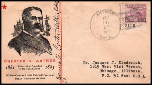 US Chester A Arthur Arthur,OK 1933 Linprint Cover