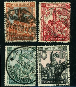 ITALY #204 #205 #207 #209 Postage Stamp Collection EUROPE 1928 Used