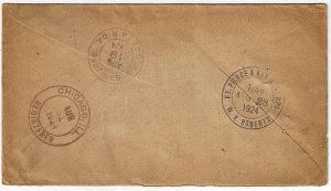 1924 Ft. Pierce & Key West RPO cancel on registered cover from Costa Rica