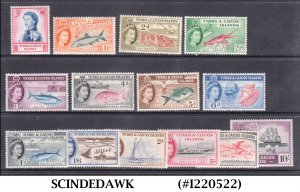 TURKS & CAICOS ISLANDS - 1957 QEII SCOTT#121-134 - 14V - MINT LH