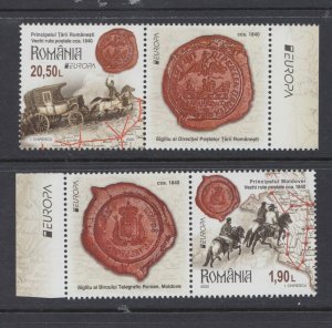 Romania STAMPS 2020 EUROPE CEPT HORSES MNH POSTAL ROUTES LABELS