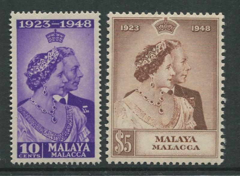 Malaya Malacca -Scott 1-2 - Silver Wedding Issue -1948 -MNH-Set of 2 Stamps