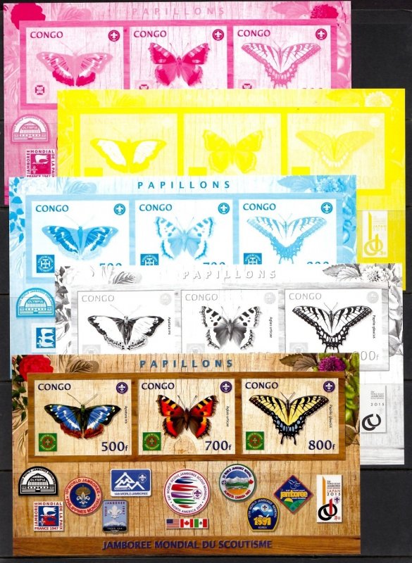 CONGO BUTTERFLIES SCOUT JAMBOREE USA PAPILLONS SCHMETTERLING FARFAL PROOF SET