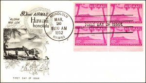 Scott C46 80 Cents Hawaii Fleetwood FDC - Unaddressed Block Planty C46-6