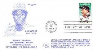 DBC Cachet Lou Brock HOF 1st Day #2417 Lou Gehrig Baseball 1989