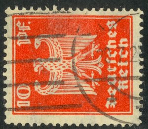 GERMANY 1924 10pf WATERMARK SIDEWAYS GERMAN EAGLE Issue Sc 332b VFU