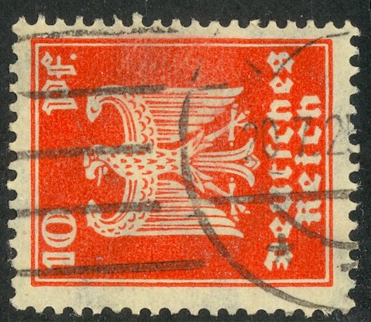 GERMANY 1924 10pf WATERMARK SIDEWAYS GERMAN EAGLE Issue Sc 332b VFU