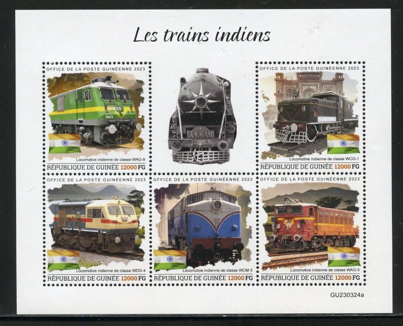 GUINEA 2023 TRAINS OF INDIA SHEET MINT NH