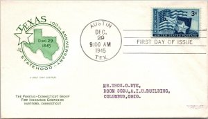 FDC 1945 SC #938 Texas 100th Anniversary - Austin, Tx - Single - F60292