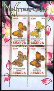 RWANDA - 2010 -  Butterflies #1  - Perf 4v Sheet - MNH - Private Issue