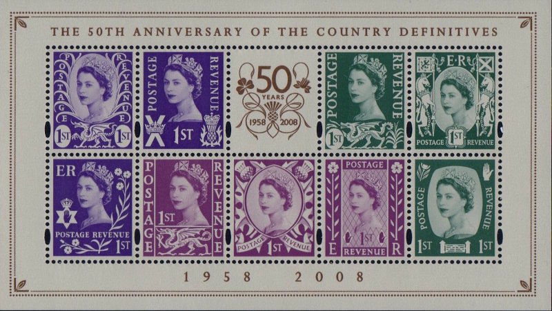 GB, (MS57) 2008 SGMSNI153 Mini Sheet, COUNTRY DEFINITIVES, Mint (NH)