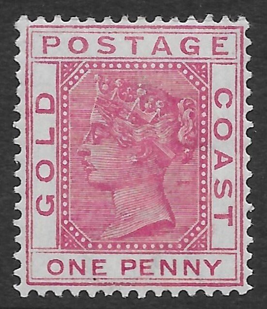 Gold Coast 1d rose Queen Victoria issue of 1884, Scott 13 MLH