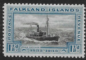 FALKLAND ISLANDS SG129 1933 1½d BLACK & BLUE MTD MINT