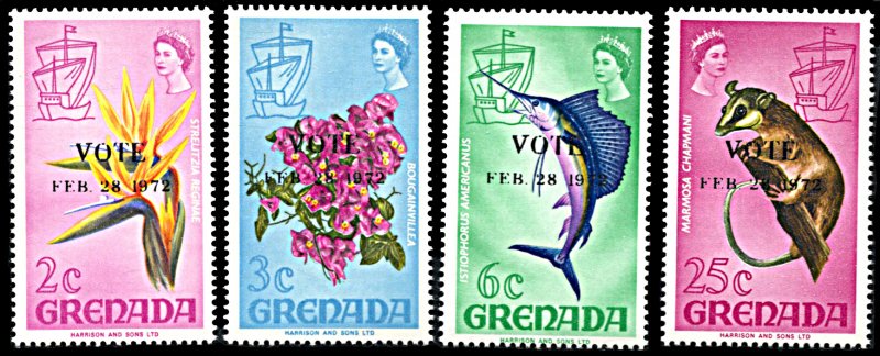 Grenada Michel 436-439, MNH, 1972 Vote Overprint