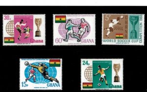 Ghana 1966 - World Cup Soccer - Set of 5 Stamps - Scott #259-63 - MNH