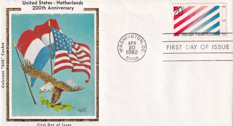 1982, 200th Anniv. US-Netherlands Treaty, Colorano Silk, FDC (E12237)