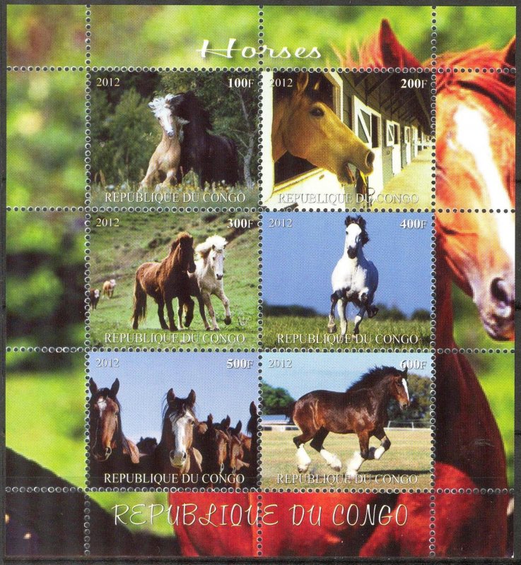 Congo 2012 Horses (6) MNH Cinderella !