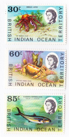 British Indian Ocean #21,25,27 MH  sealife