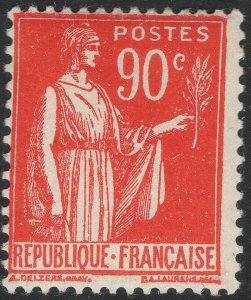 FRANCE 1932 SC. #274 90c DARK RED PEACE WITH OLIVE BRANCH MINT H CAT $32.50