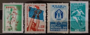 Brazil sports 1958 - 1962 and refugees, 4 piece lot, as seen
