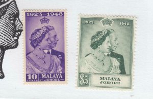 MALAYA JOHORE #128-129 VF-MNH KGV1 SILVER WEDDING