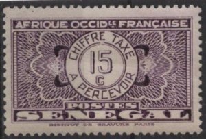 Senegal J24 (mlh) 15c “chiffre taxe à percevoir”, violet (1935)