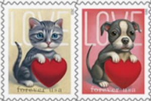 US 5745-5746 5746b Love Kitty Puppy forever horz pair (2 stamps) MNH 2023 1/20